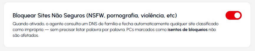 Bloqueio de conteúdo adulto (NSFW)